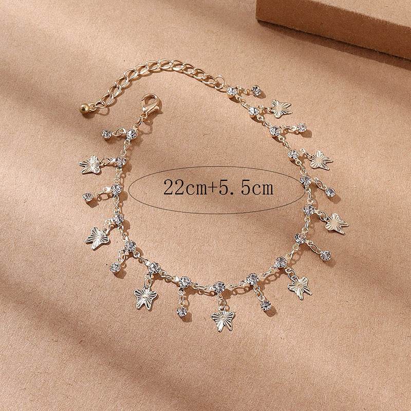 Butterfly Tassel Anklet & Colorful Oil Necklace - Bohemian Gold Accessories - Buy Center
