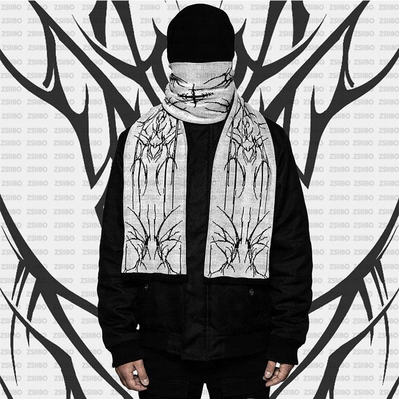 Dark Street Style Warm Scarf - Unique Jacquard Winter Accessory for All - Buy Center