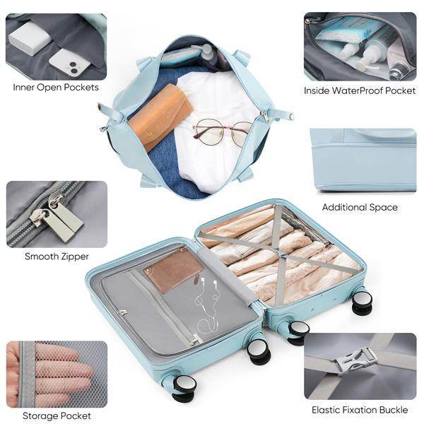 20-Inch Expandable Carry-On Luggage Set - Waterproof Travel Bag Included - Buy Center