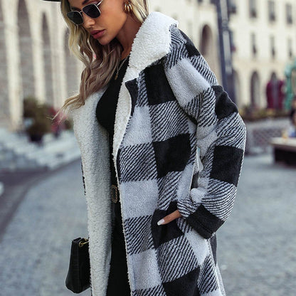 Women's Plaid Loose Cardigan - Double-Sided Fashion Jacket for Fall - Buy Center