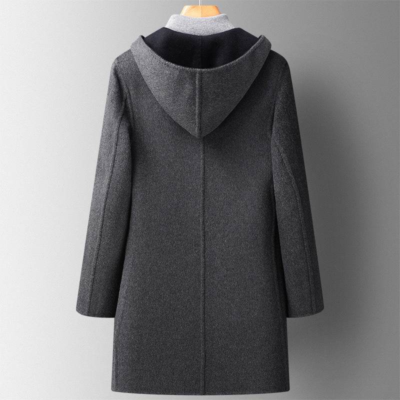 Men's Wool Overcoat - Stylish Hooded Double-Sided Design for Winter - Buy Center