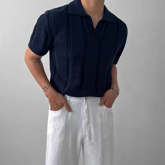 Buycenter Short-Sleeved Polo Shirt - Hollow Mesh Knit T-Shirt for Men - Buy Center