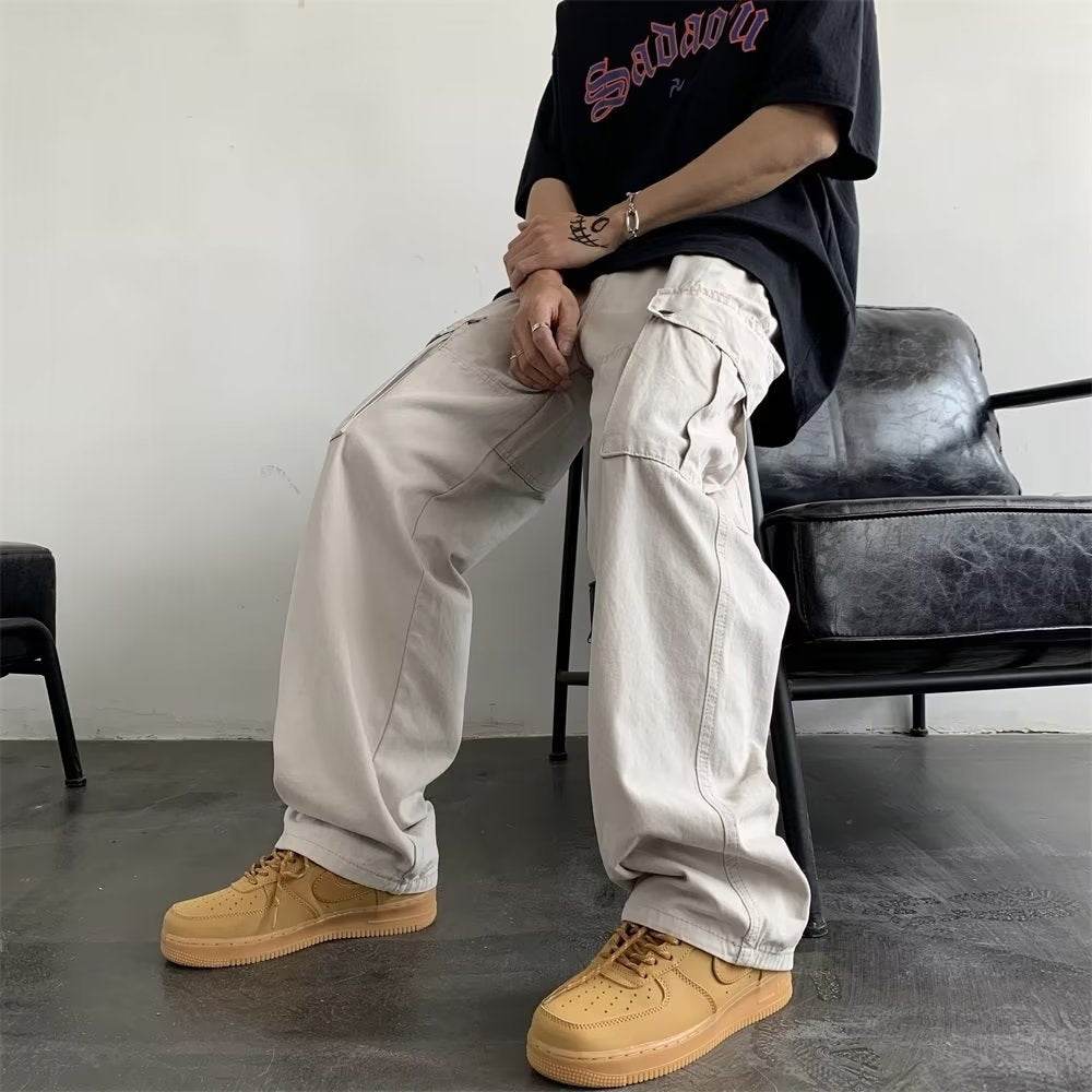American Retro Ami Men's Khaki Overalls - Trendy Cargo Pants 2025 - Buy Center