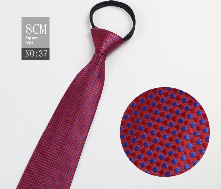Black Striped Blue Business Tie - Lazy Zip Closure for Easy Wear - Buy Center