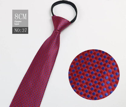Black Striped Blue Business Tie - Lazy Zip Closure for Easy Wear - Buy Center