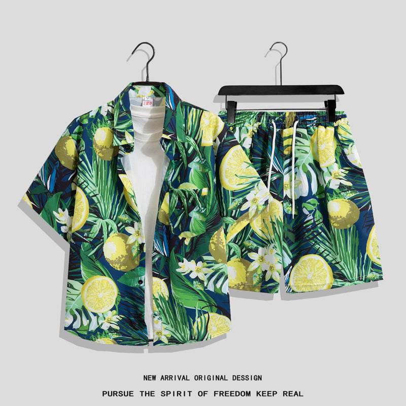 Hong Kong Style Retro Printed Shirt - Men's Short Sleeve Summer Top - Buy Center