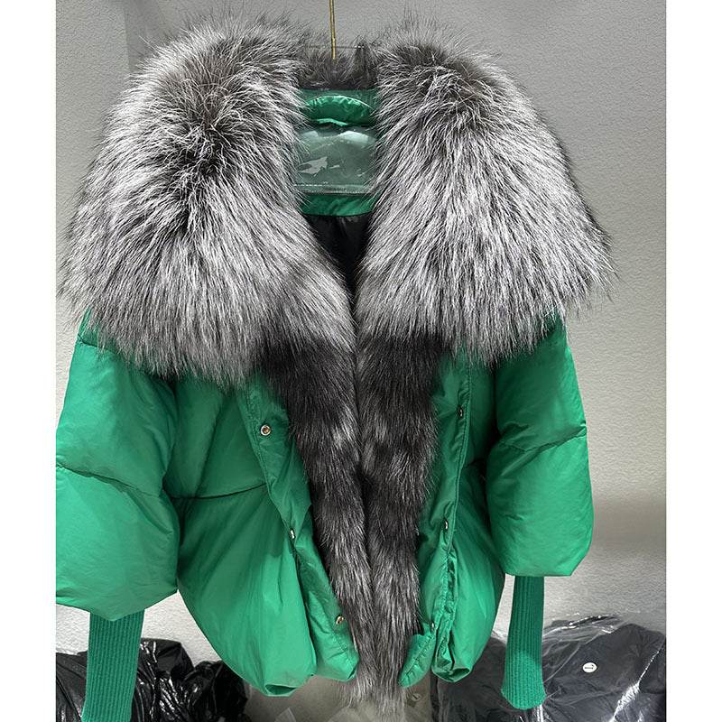 Buycenter Women's White Duck Down Jacket - Temperament Style with Pockets - Buy Center