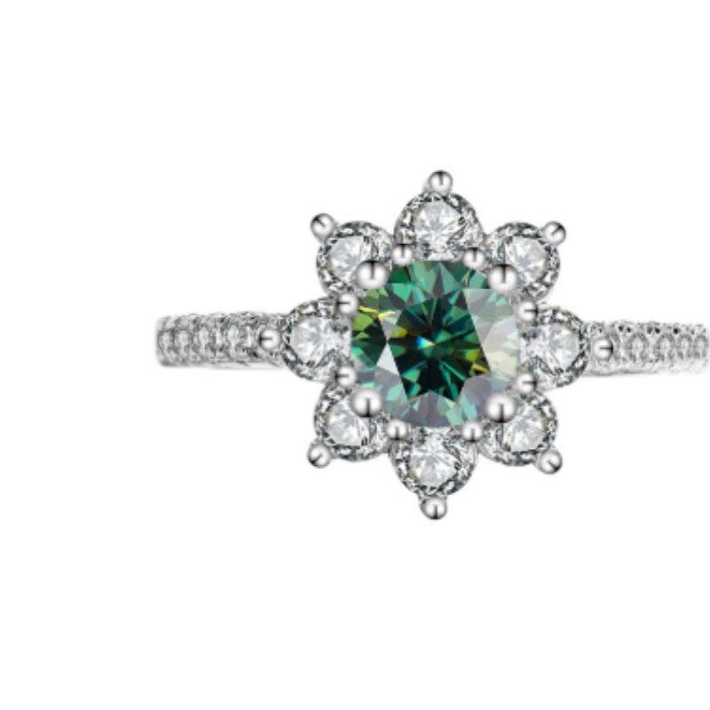Buycenter 925 Sterling Silver Moissanite Flower Ring for Women - Elegant Design - Buy Center