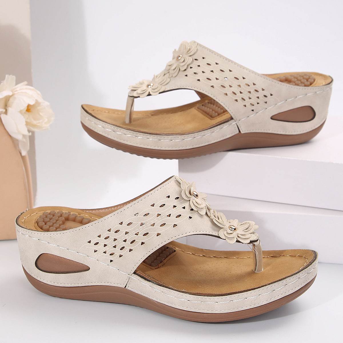 Buycenter Casual Wedge Flip-Flops - Stylish Beach Shoes for Women - Buy Center