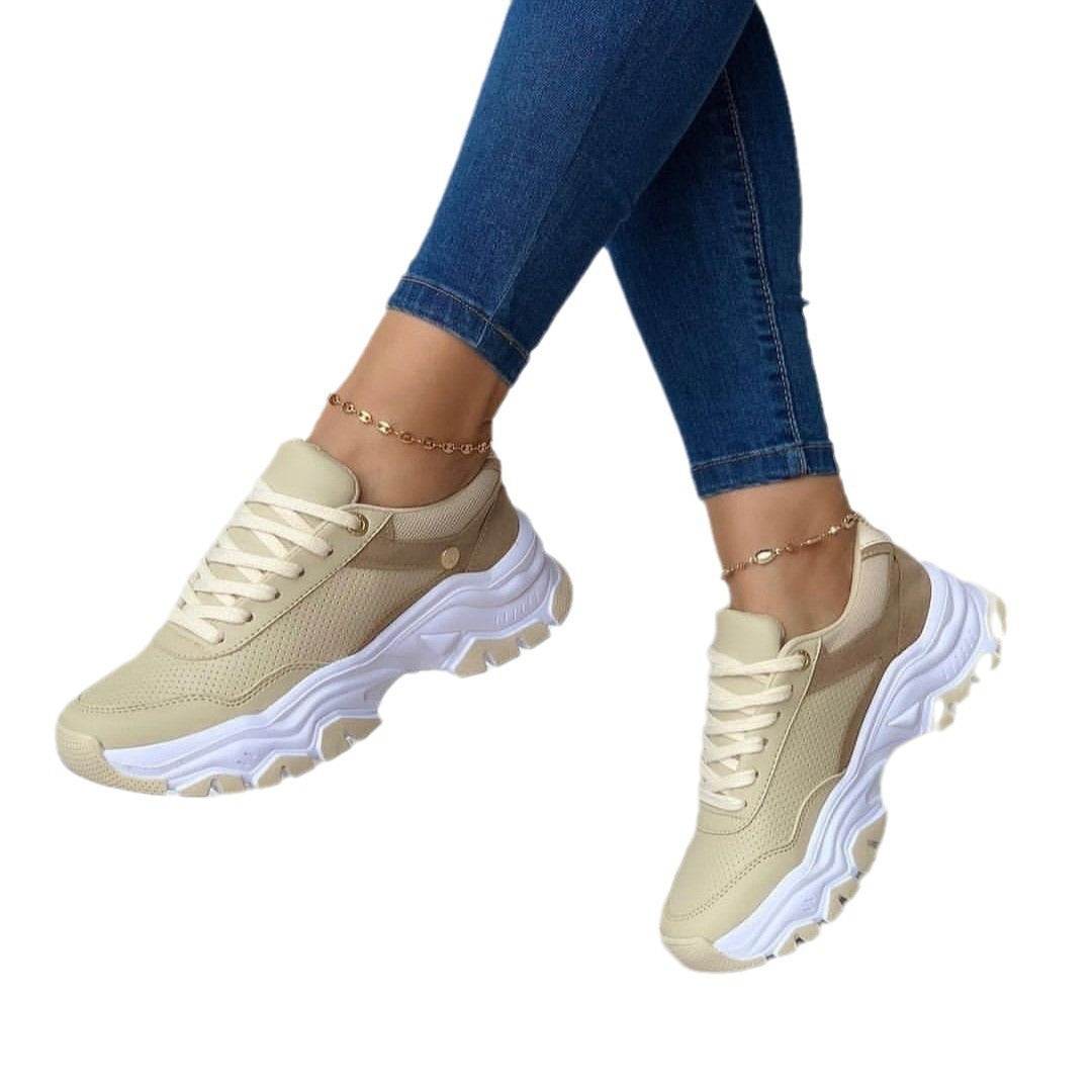 Women's Platform Tied Shoes - Stylish Casual Flats in Solid Colors - Buy Center