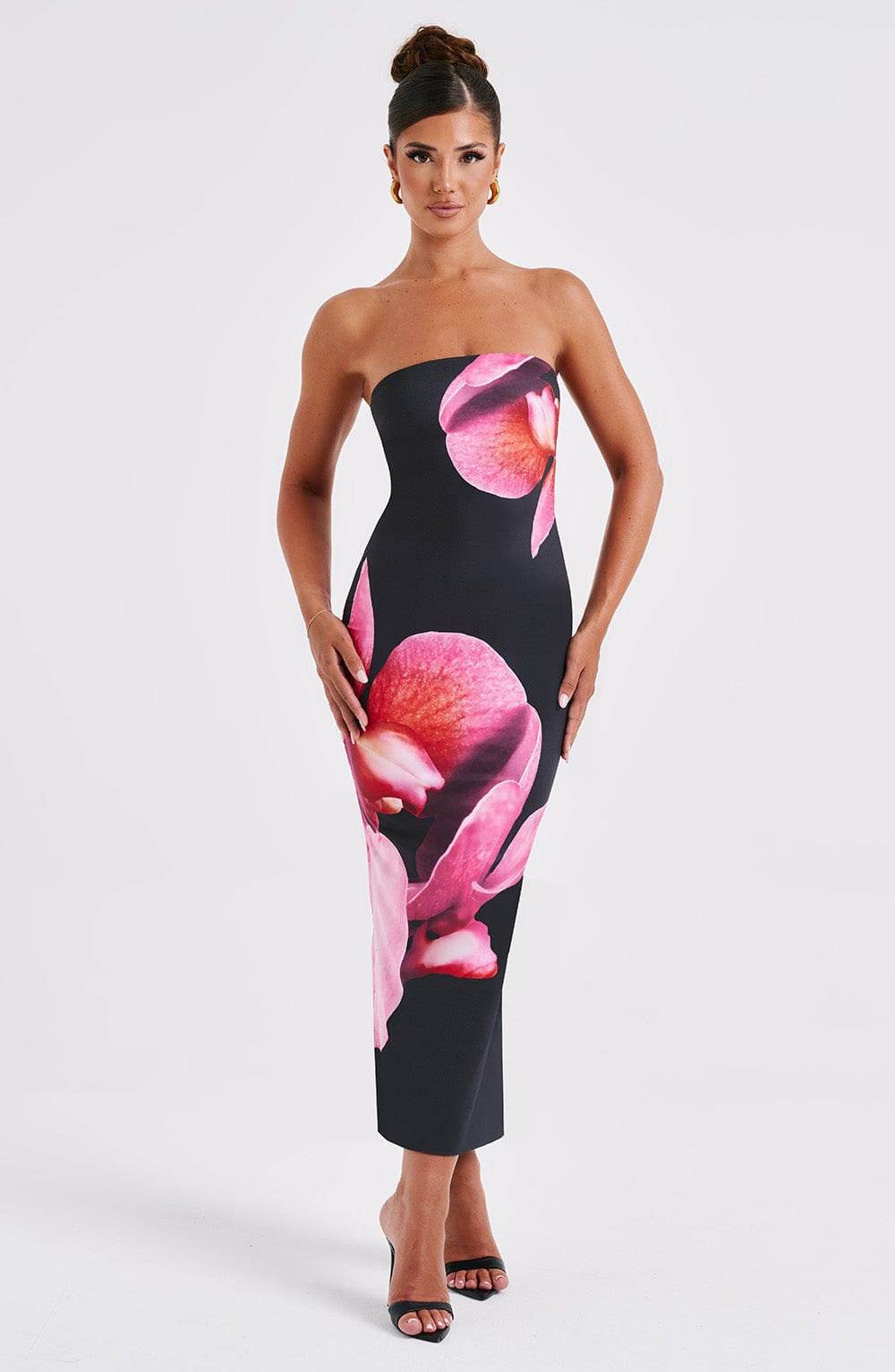 Buycenter Long Tube Top Sheath Dress - Floral Print, High Waist Design - Buy Center