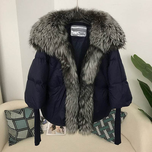Buycenter Women's White Duck Down Jacket - Temperament Style with Pockets - Buy Center