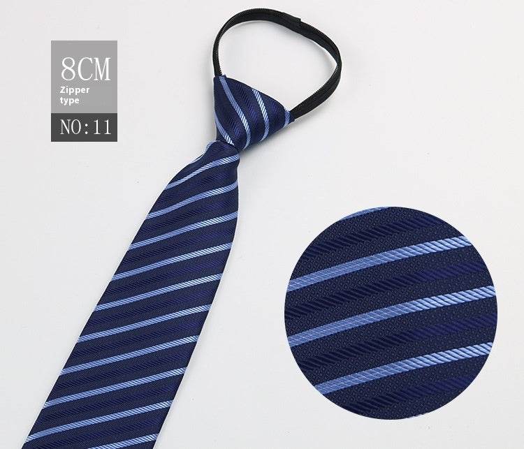 Black Striped Blue Business Tie - Lazy Zip Closure for Easy Wear - Buy Center