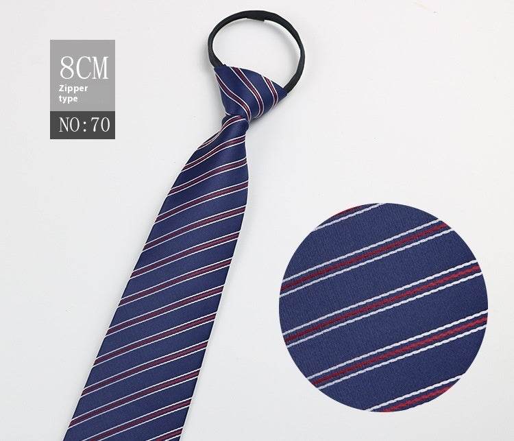 Black Striped Blue Business Tie - Lazy Zip Closure for Easy Wear - Buy Center
