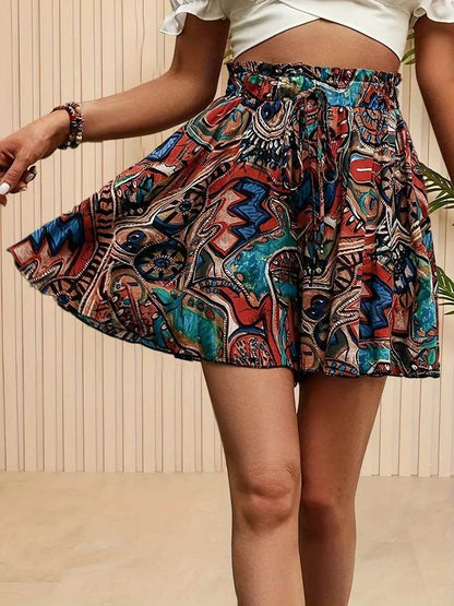 Buycenter Women's Summer Shorts - Elastic Waist, Floral Print, Hot Pants - Buy Center