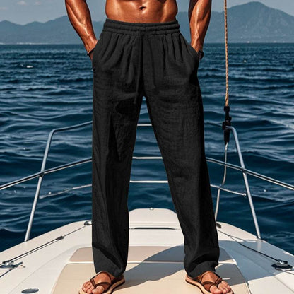 Breathable Cotton Linen Sports Trousers - Loose Fit, Mid Waist Comfort - Buy Center