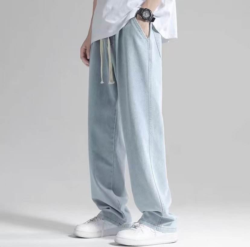 Men's Loose Wide Leg Straight Jeans - Cotton Casual Denim Pants - Buy Center