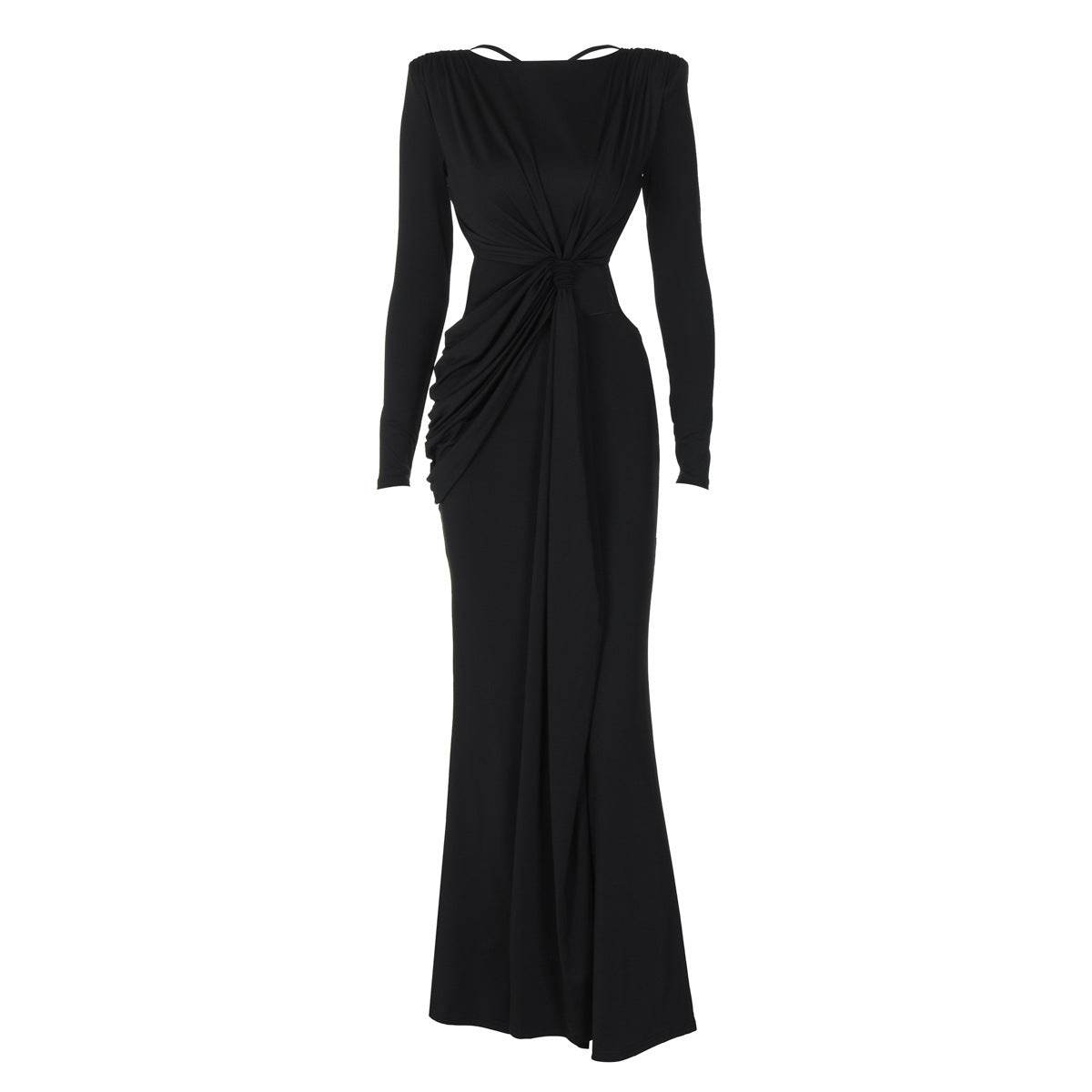Women's Slim-fit Long Sleeve Dress - Back Hollow-out Style for 2025 - Buy Center