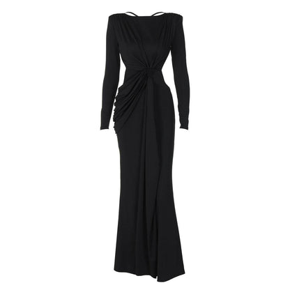Women's Slim-fit Long Sleeve Dress - Back Hollow-out Style for 2025 - Buy Center