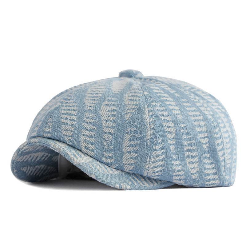 Spring & Autumn Washed Denim Beret - Stylish Octagonal Design for All Seasons - Buy Center