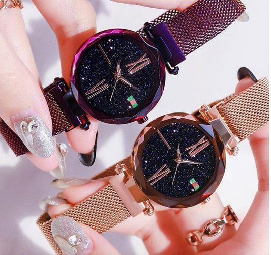 Buy Center Starry Sky Women's Watch - Diamond Quartz with Magnet Mesh - Buy Center