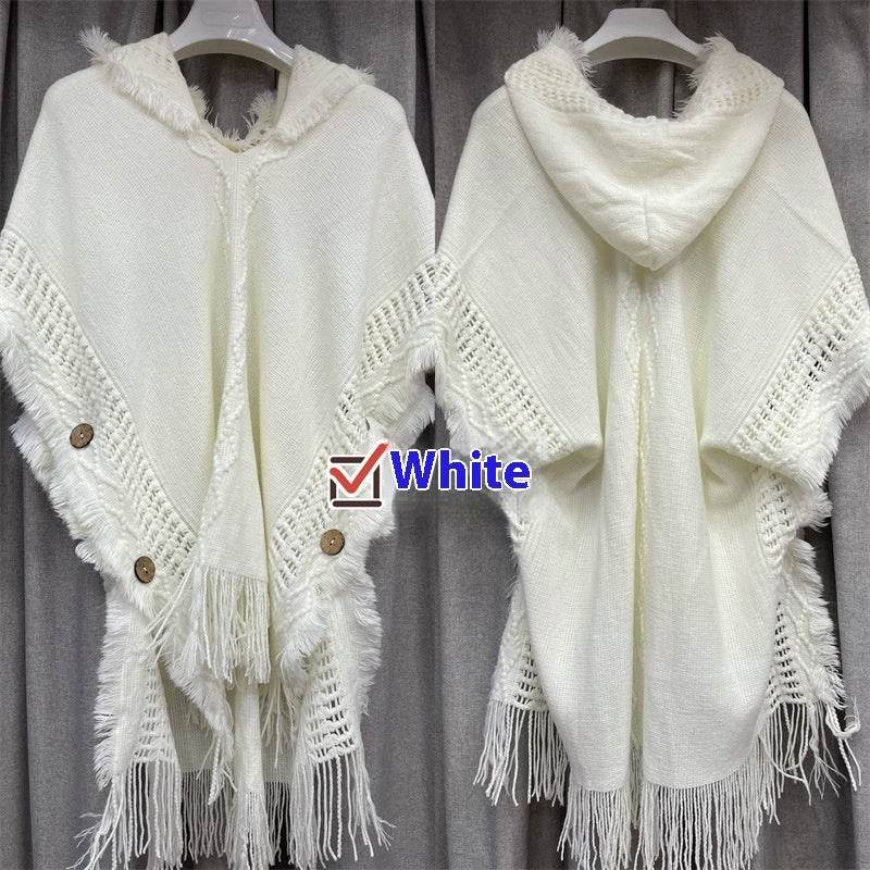 Plus Size Hooded Pullover Sweater - Batwing Tassel Design for Winter - Buy Center