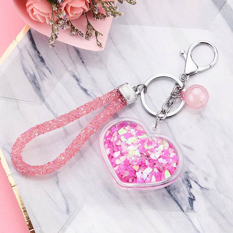 Colorful Acrylic Heart Keychain Pendant - Trendy Love Beads & Silver Buckle - Buy Center
