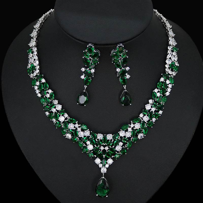 Buycenter Bridal Zircon Necklace & Earrings Set - Love Heart Design - Buy Center