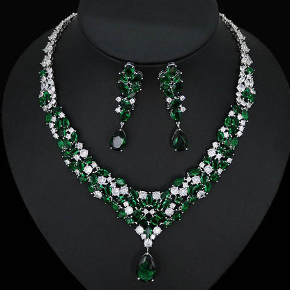 Buycenter Bridal Zircon Necklace & Earrings Set - Love Heart Design - Buy Center