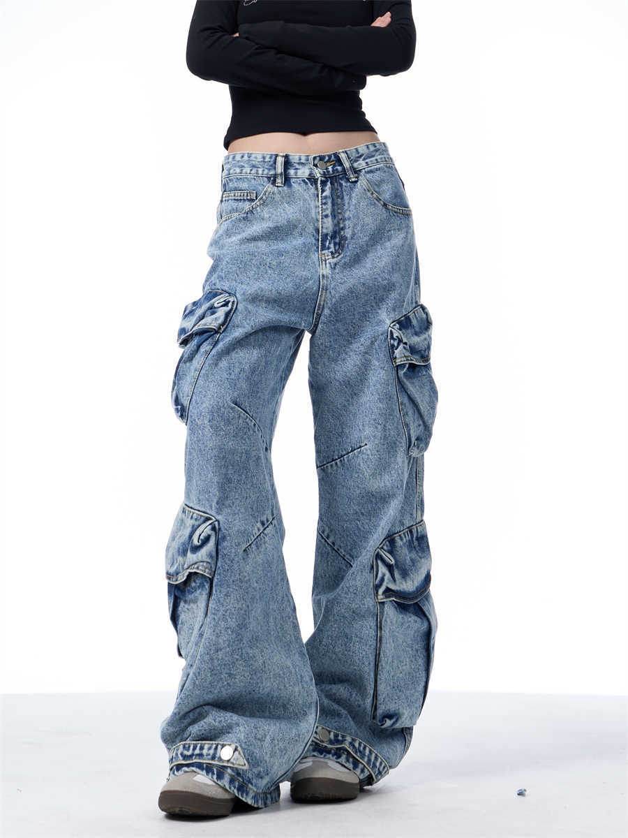 Women's Multi-Pocket Workwear Jeans - Loose Wide Leg Style & Comfort - Buy Center