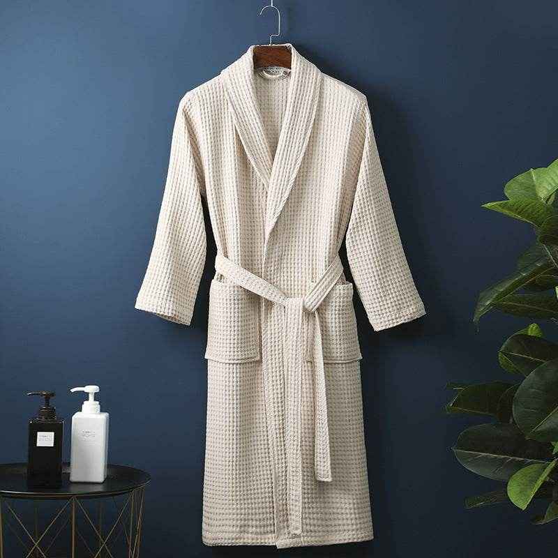 Pure Cotton Bathrobe - Long Waffle Nightgown for Men & Women 2025