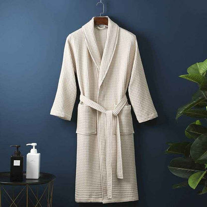 Pure Cotton Bathrobe - Long Waffle Nightgown for Men & Women 2025
