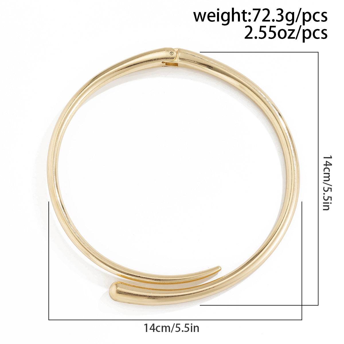 Geometric Metal Glossy Collar Necklace & Bracelet Set - Chic Fashion Statement - Buy Center