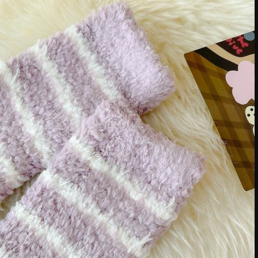 Women's Extra Thick Striped Socks - Breathable Coral Fleece Comfort - Buy Center