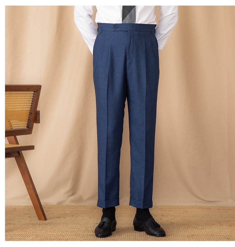 Buycenter High-Waisted Casual Trousers - Solid Color, Straight Fit - Buy Center