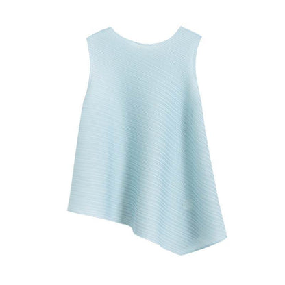 Pleated Women's Slimming T-Shirt - Stylish Sleeveless Fit in Various Colors - Buy Center
