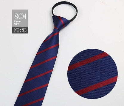 Black Striped Blue Business Tie - Lazy Zip Closure for Easy Wear - Buy Center