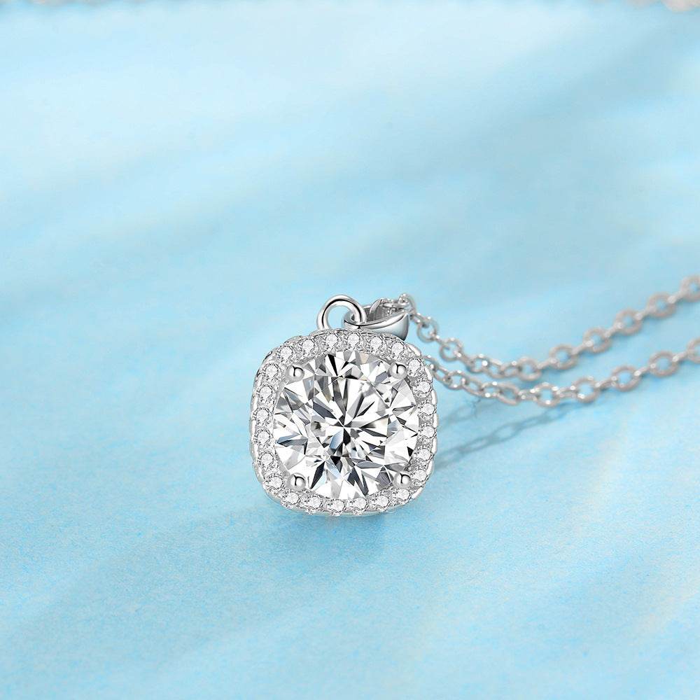 Buycenter S925 Sterling Silver Necklace - 1 Karat Happiness Clavicle Chain - Buy Center