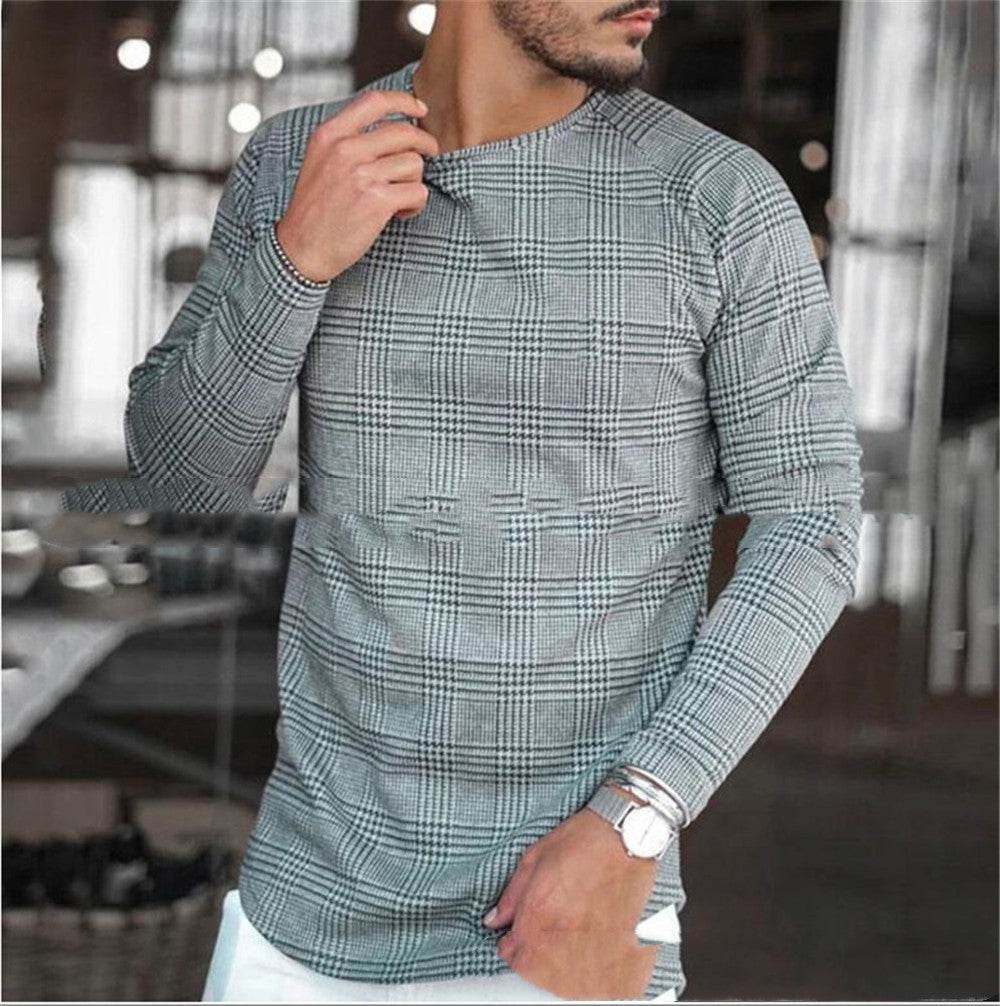 Buycenter Men's Striped Round Neck Shirt - Cotton Blend, Long Sleeve - Buy Center