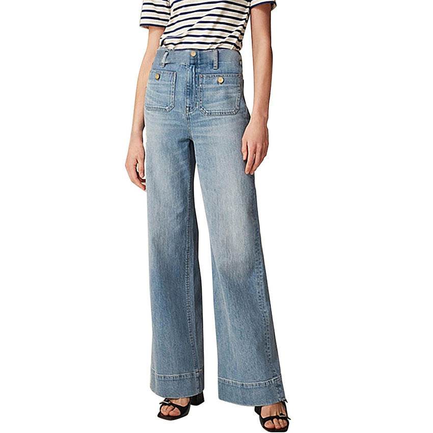 Women's Plus Size Wide-Leg Pants - Casual Distressed Denim Style 2025 - Buy Center