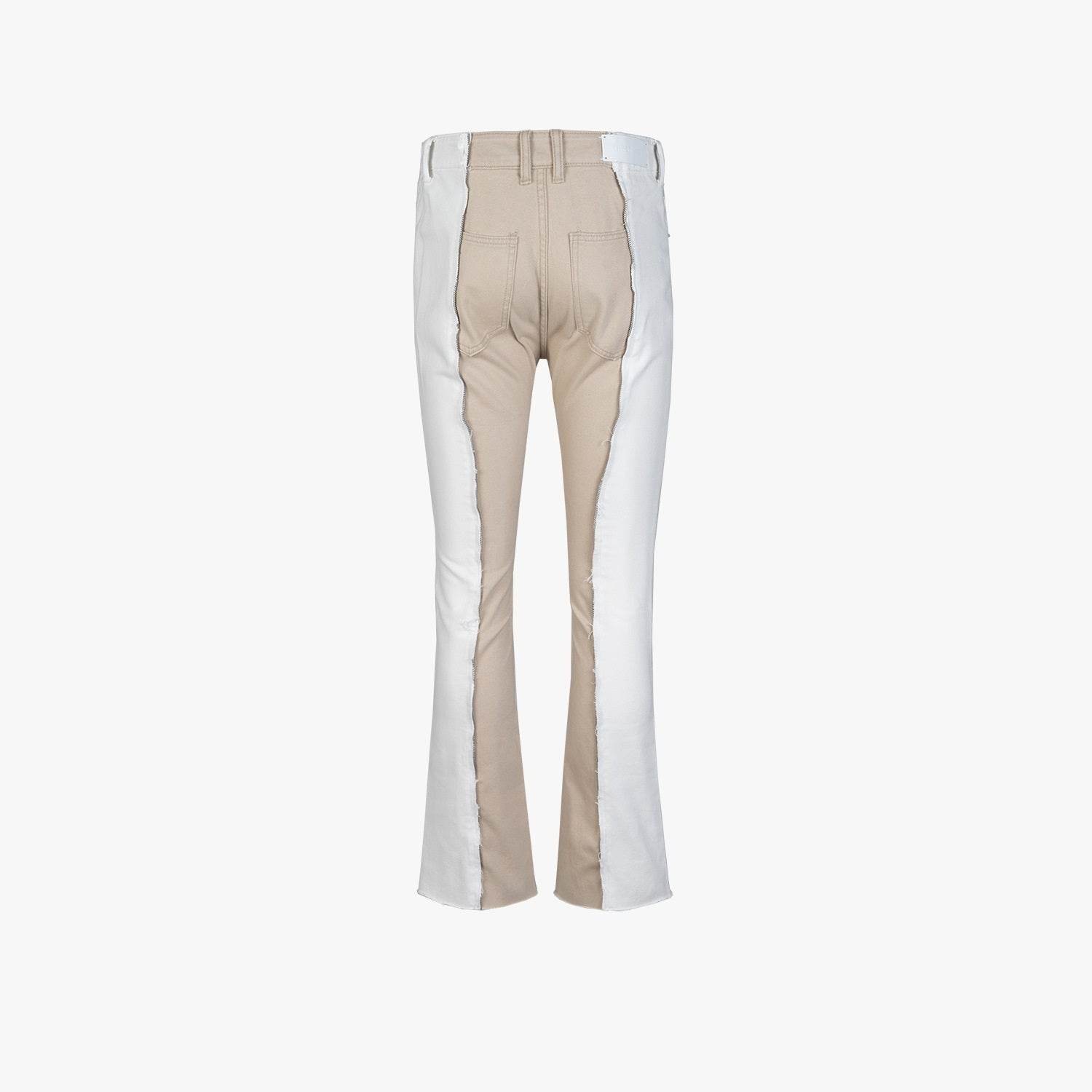 Buycenter Color Contrast Fashion Jeans - Tassel Slight Flared Pants - Buy Center