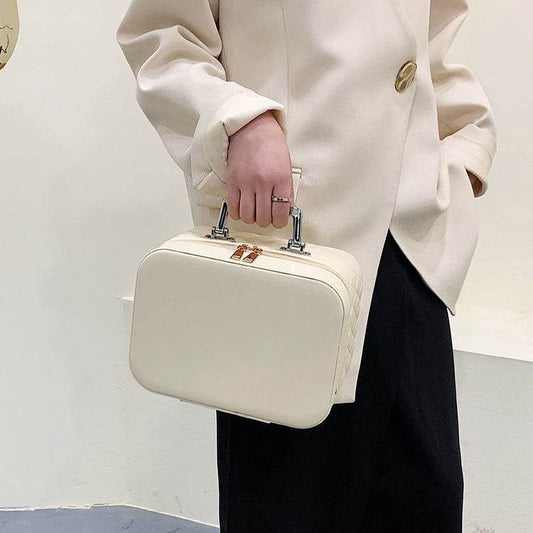 Buycenter Double-Layer Cosmetic Bag with Mirror - Large Capacity Storage - Buy Center