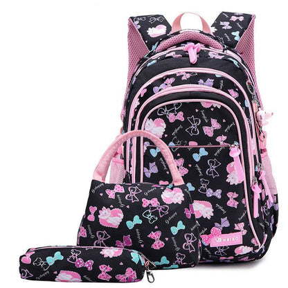 Three-Piece Girls' Backpack Set - Stylish, Water-Repellent School Bags - Buy Center