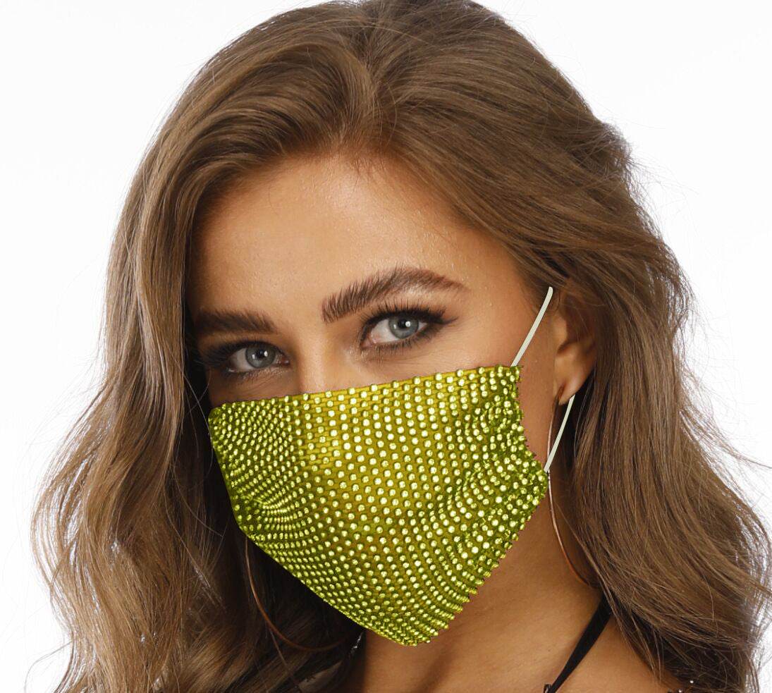 Stylish Fishnet Rhinestone Face Mask - Modern Trendy Design for All - Buy Center