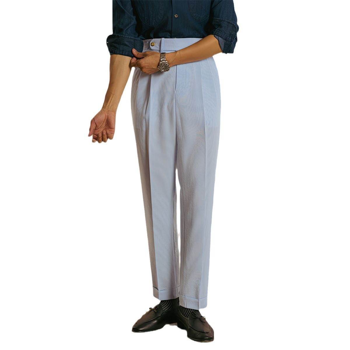 Men's Casual Suit Pants - Loose Harem Style in Trendy Blue for 2025 - Buy Center