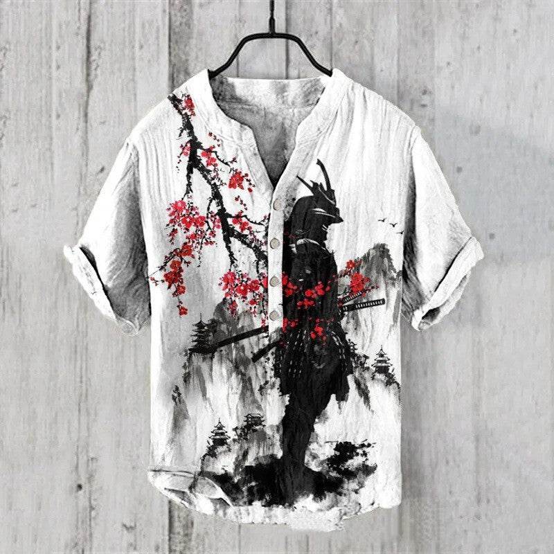 Summer Men's Short-Sleeved Shirt - Loose Fit Linen for Travel & Comfort - Buy Center