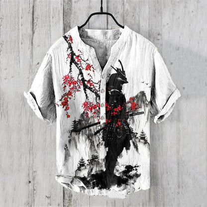 Summer Men's Short-Sleeved Shirt - Loose Fit Linen for Travel & Comfort - Buy Center