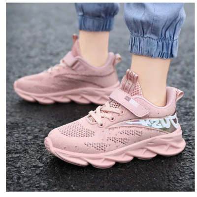 Buycenter Girls' Casual Running Shoes - Breathable Mesh, Velcro Closure - Buy Center