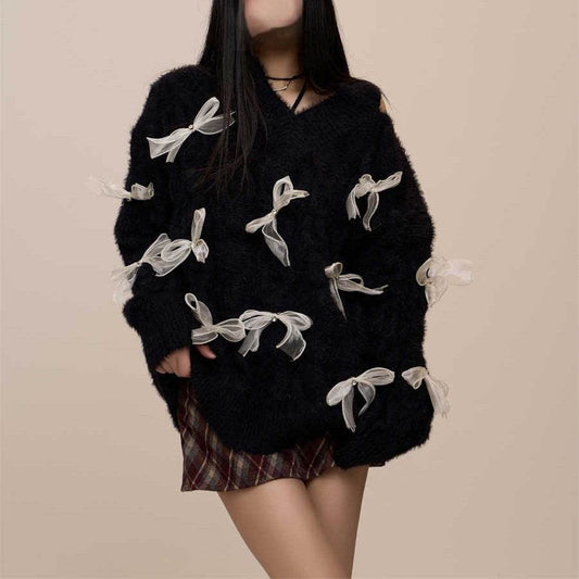 Buycenter Red Bow Design Sweater - Stylish Pullover for Every Occasion - Buy Center