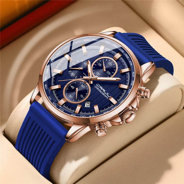 New Men's Silicone Strap Watch - Stylish Six-Pin Steel Case 2025 - Buy Center